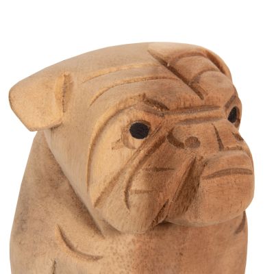 FLOOR DECORATION DOZER HM7923 BULLDOG SUAR WOOD IN NATURAL COLOR 9x8x12Ηcm.