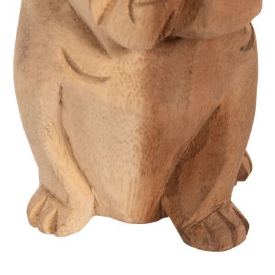 FLOOR DECORATION DOZER HM7923 BULLDOG SUAR WOOD IN NATURAL COLOR 9x8x12Ηcm.