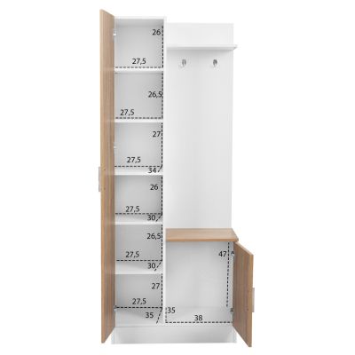 Entryway Furniture with mirror Janice HM2264 Sonama White 70,3x37,1x181,8 cm.