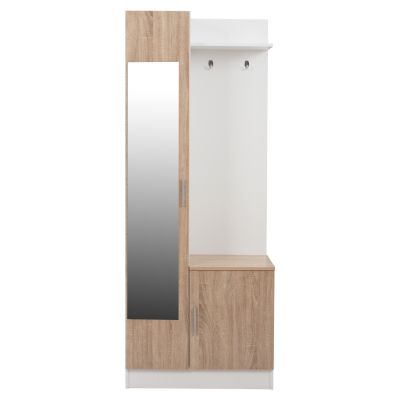 Entryway Furniture with mirror Janice HM2264 Sonama White 70,3x37,1x181,8 cm.