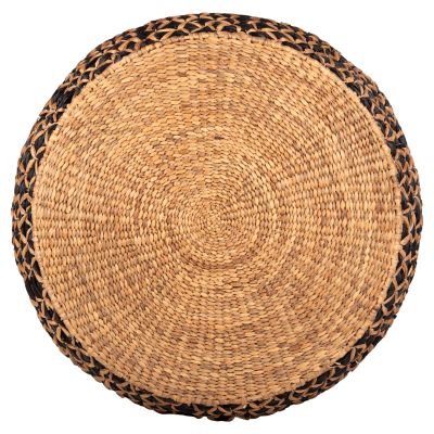 COFFEE TABLE ROUND ILION HM7868 WATER HYACINTH  IN BLACK-NATURAL COLOR Φ115x45Hcm.