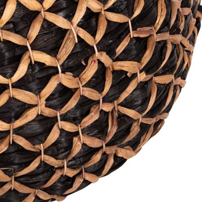 COFFEE TABLE ROUND ILION HM7868 WATER HYACINTH  IN BLACK-NATURAL COLOR Φ115x45Hcm.