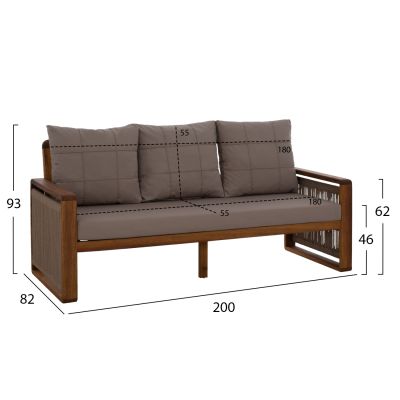 OUTDOOR SET 4PCS HM5877.01 IROKO WOOD-ROPE WALNUT-BEIGE