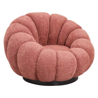 ARMCHAIR SWIVEL GRYMM HM9601.02 PINK BOUCLE-BLACK METAL BASE 90x93x65Hcm.