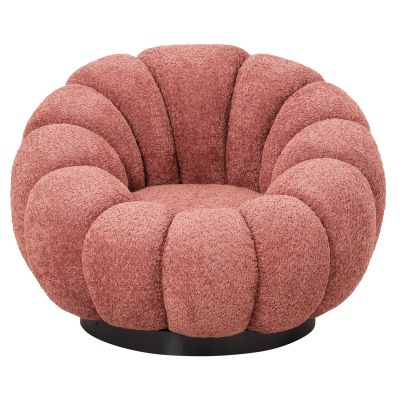 ARMCHAIR SWIVEL GRYMM HM9601.02 PINK BOUCLE-BLACK METAL BASE 90x93x65Hcm.