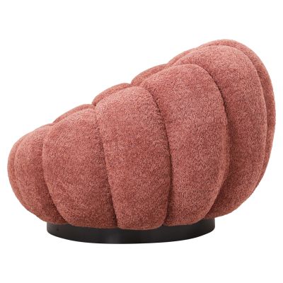 ARMCHAIR SWIVEL GRYMM HM9601.02 PINK BOUCLE-BLACK METAL BASE 90x93x65Hcm.