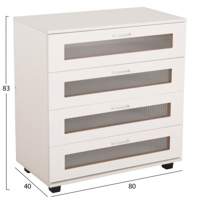 CHEST OF DRAWERS THORGAN HM9880.03 MELAMINE IN WHITE-4 DRAWERS 80Χ40Χ83Hcm.