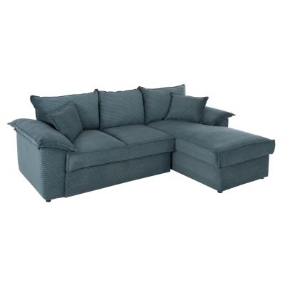 CORNER SOFA-BED WITH STORAGE SPACE ALDO HM3276.03R PETROL FABRIC 256x91-159x87Hcm.