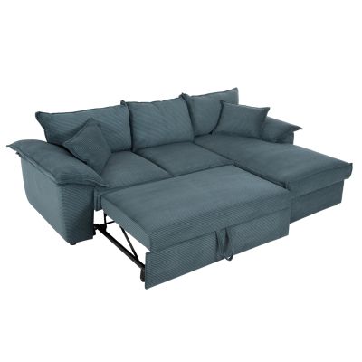 CORNER SOFA-BED WITH STORAGE SPACE ALDO HM3276.03R PETROL FABRIC 256x91-159x87Hcm.