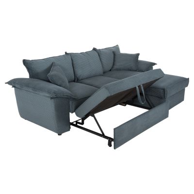 CORNER SOFA-BED WITH STORAGE SPACE ALDO HM3276.03R PETROL FABRIC 256x91-159x87Hcm.