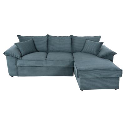 CORNER SOFA-BED WITH STORAGE SPACE ALDO HM3276.03R PETROL FABRIC 256x91-159x87Hcm.