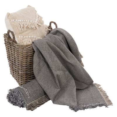 SOFA COVER-THROW WITH FRINGES DREAMTOPIA HM12162.06 IN GREY COLOR 245X170cm.