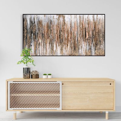 WALL PAINTING SEDIMENT HM4574.01 BLACK PS FRAME-CANVAS 142x4.5x72Hcm.