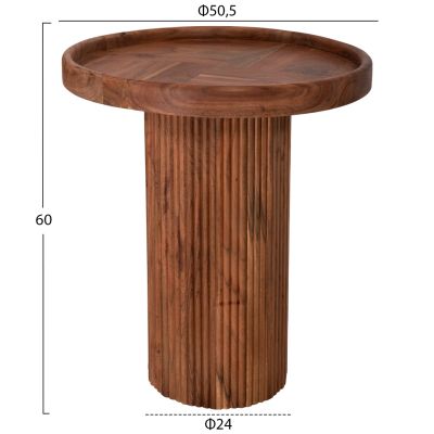 COFFEE TABLE ROUND RAJJEH HM9692 SOLID ACACIA WOOD IN NATURAL Φ50x60Hcm.