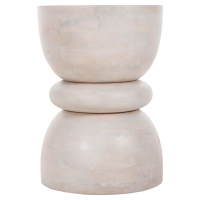 ТАБУРЕТКА КРЪГЛА НАБОРКА HM9703 МАНГОВО ДЪРВО МАСИВ В БЯЛ ЦВЯТ Φ35x51Hcm.