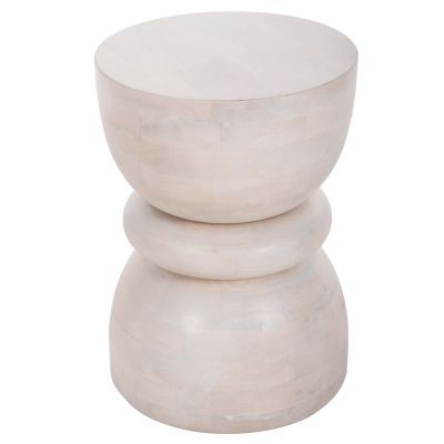 ТАБУРЕТКА КРЪГЛА НАБОРКА HM9703 МАНГОВО ДЪРВО МАСИВ В БЯЛ ЦВЯТ Φ35x51Hcm.