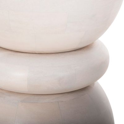 ТАБУРЕТКА КРЪГЛА НАБОРКА HM9703 МАНГОВО ДЪРВО МАСИВ В БЯЛ ЦВЯТ Φ35x51Hcm.