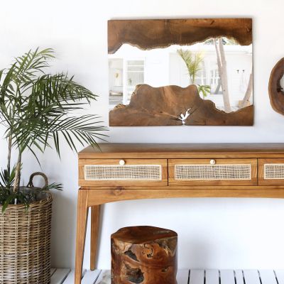 MIRROR FB99364 RECTANGULAR SOLID TEAK NATURAL 100X75H