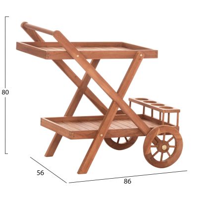 SERVING TROLLEY ALFRED HM4579 TEAK WOOD IN NATURAL COLOR 86x56x80Hcm.