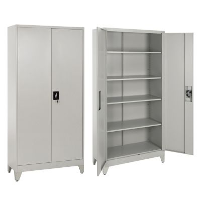 WARDROBE METALLIC DURON HM11979 2-LEAF WITH 5 STORAGE SPACES & LEGS-GREY 90Χ40Χ190Hcm.