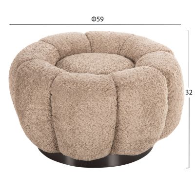 STOOL ROUND KRIPP HM9602.08 BEIGE BOUCLE-BLACK METAL BASE Φ60x31Hcm.