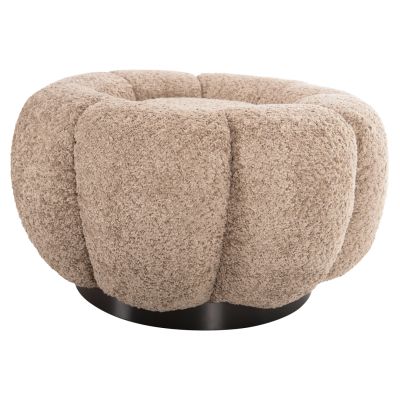 STOOL ROUND KRIPP HM9602.08 BEIGE BOUCLE-BLACK METAL BASE Φ60x31Hcm.