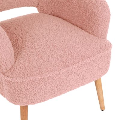 КРЕСЛО MYLIE HM8394.22 ПРАШЕН РОЗОВ МАТЕРИАЛ БУКЛЕ 66X75X93Hсм.