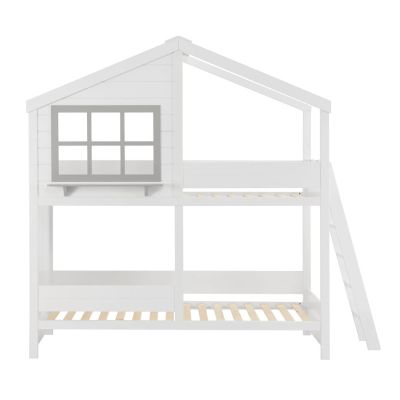 CHILDREN'S BUNKBED t.MONTESSORI COMBO HM707.03 SOLID PINE WOOD IN WHITE- 190x90cm.