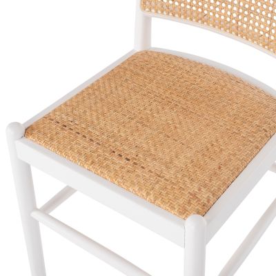 CHAIR BEECH WOOD WHITE-RATTAN BEIGE HM9407.03 43x50x87Hcm.