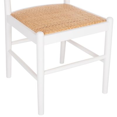 CHAIR BEECH WOOD WHITE-RATTAN BEIGE HM9407.03 43x50x87Hcm.