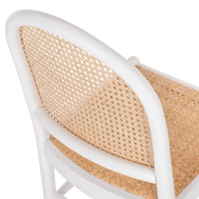 CHAIR BEECH WOOD WHITE-RATTAN BEIGE HM9407.03 43x50x87Hcm.
