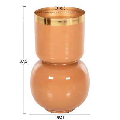 TABLE VASE LINGON HM4233.09 METAL IN SALMON-GOLD Φ21x37,5Hcm.