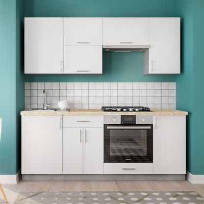 KITCHEN COMBO MELAMINE WHITE AND BEIGE MARBLE LOOK TOP 200x47x84,8Hcm.HM2470.02