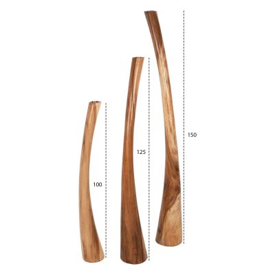 FLOOR CANDLESTICKS 3PCS SET HM4277 SUAR WOOD IN NATURAL 150H-125H-100Hcm.
