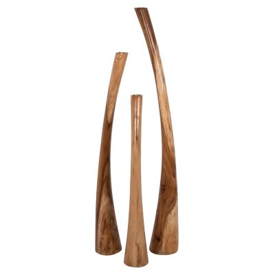 FLOOR CANDLESTICKS 3PCS SET HM4277 SUAR WOOD IN NATURAL 150H-125H-100Hcm.