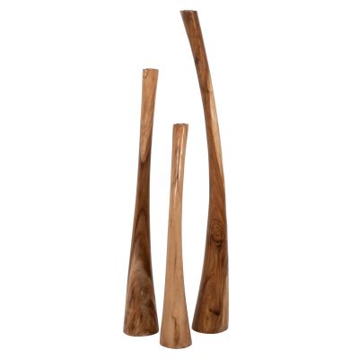 FLOOR CANDLESTICKS 3PCS SET HM4277 SUAR WOOD IN NATURAL 150H-125H-100Hcm.