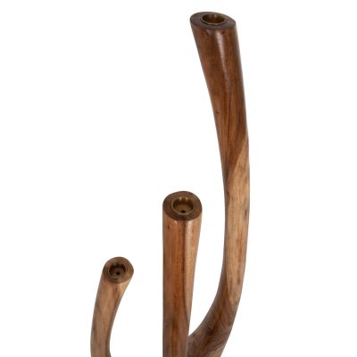 FLOOR CANDLESTICKS 3PCS SET HM4277 SUAR WOOD IN NATURAL 150H-125H-100Hcm.