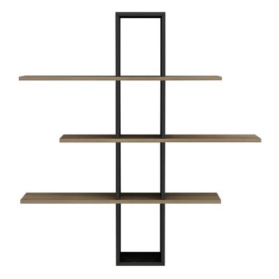 WALL SHELVES DOMINIC HM8976.13 MELAMINE IN NATURAL-BLACK MARBLE 96x19,5x101Hcm.