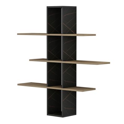 WALL SHELVES DOMINIC HM8976.13 MELAMINE IN NATURAL-BLACK MARBLE 96x19,5x101Hcm.