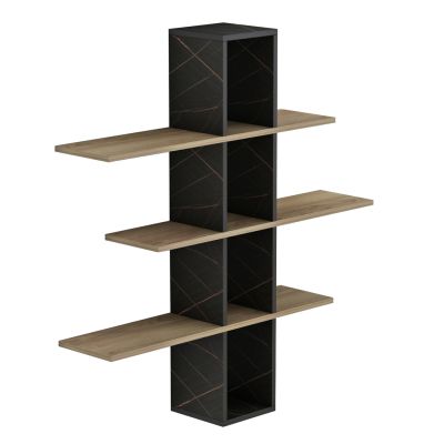 WALL SHELVES DOMINIC HM8976.13 MELAMINE IN NATURAL-BLACK MARBLE 96x19,5x101Hcm.