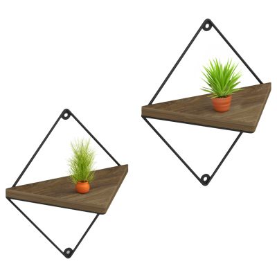 СТЕННИ РАФТОВЕ 2БР. КОМПЛЕКТ EVERLEIGH HM8951.11 ЧЕРЕН МЕТАЛ-МЕЛАМИН В НАТУРАЛ 22x13x30Hcm.