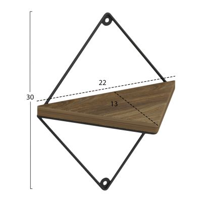 СТЕННИ РАФТОВЕ 2БР. КОМПЛЕКТ EVERLEIGH HM8951.11 ЧЕРЕН МЕТАЛ-МЕЛАМИН В НАТУРАЛ 22x13x30Hcm.