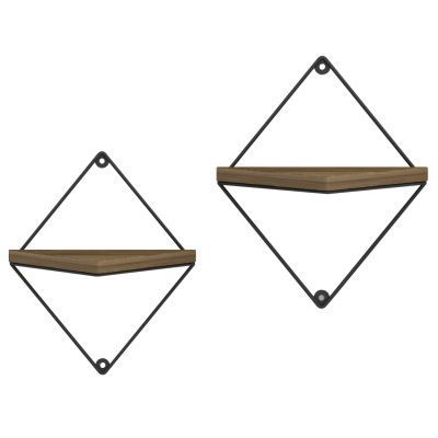 СТЕННИ РАФТОВЕ 2БР. КОМПЛЕКТ EVERLEIGH HM8951.11 ЧЕРЕН МЕТАЛ-МЕЛАМИН В НАТУРАЛ 22x13x30Hcm.