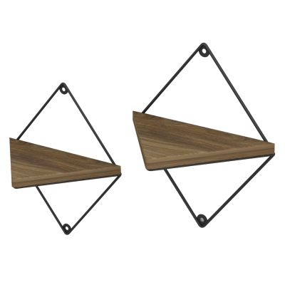 СТЕННИ РАФТОВЕ 2БР. КОМПЛЕКТ EVERLEIGH HM8951.11 ЧЕРЕН МЕТАЛ-МЕЛАМИН В НАТУРАЛ 22x13x30Hcm.