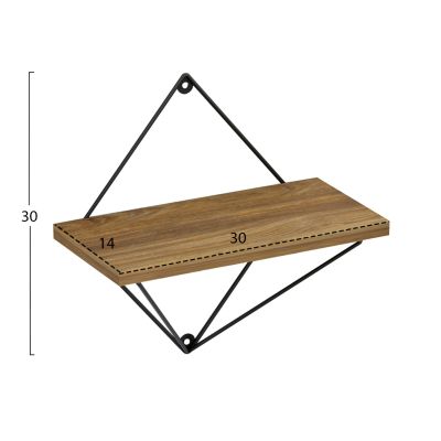 СТЕННИ РАФТОВЕ 2БР. КОМПЛЕКТ ZANNARD HM8929.11 ЧЕРЕН МЕТАЛ-МЕЛАМИН В НАТУРАЛ 30x14x30Hcm.