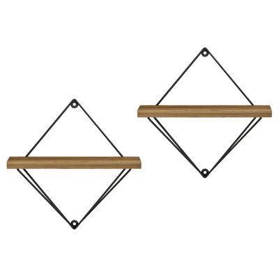СТЕННИ РАФТОВЕ 2БР. КОМПЛЕКТ ZANNARD HM8929.11 ЧЕРЕН МЕТАЛ-МЕЛАМИН В НАТУРАЛ 30x14x30Hcm.