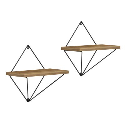 СТЕННИ РАФТОВЕ 2БР. КОМПЛЕКТ ZANNARD HM8929.11 ЧЕРЕН МЕТАЛ-МЕЛАМИН В НАТУРАЛ 30x14x30Hcm.