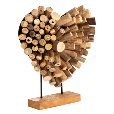 TABLE DECORATION SHINZO HM7909 HEART SHAPE TEAK BRANCH WOOD IN NATURAL COLOR 44x5x44Hcm.