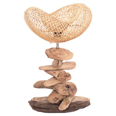 DECORATIVE TABLE LAMP IVAR HM4431 DRIFTWOOD & RATTAN 32x30x53Hcm.