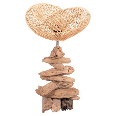 DECORATIVE TABLE LAMP IVAR HM4431 DRIFTWOOD & RATTAN 32x30x53Hcm.